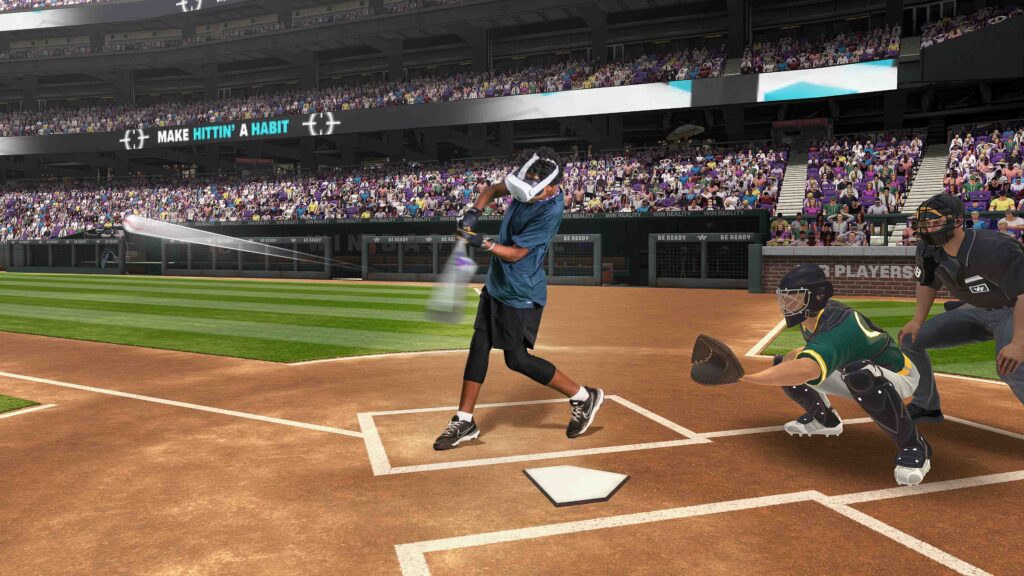 Image of player hitting a high fastball